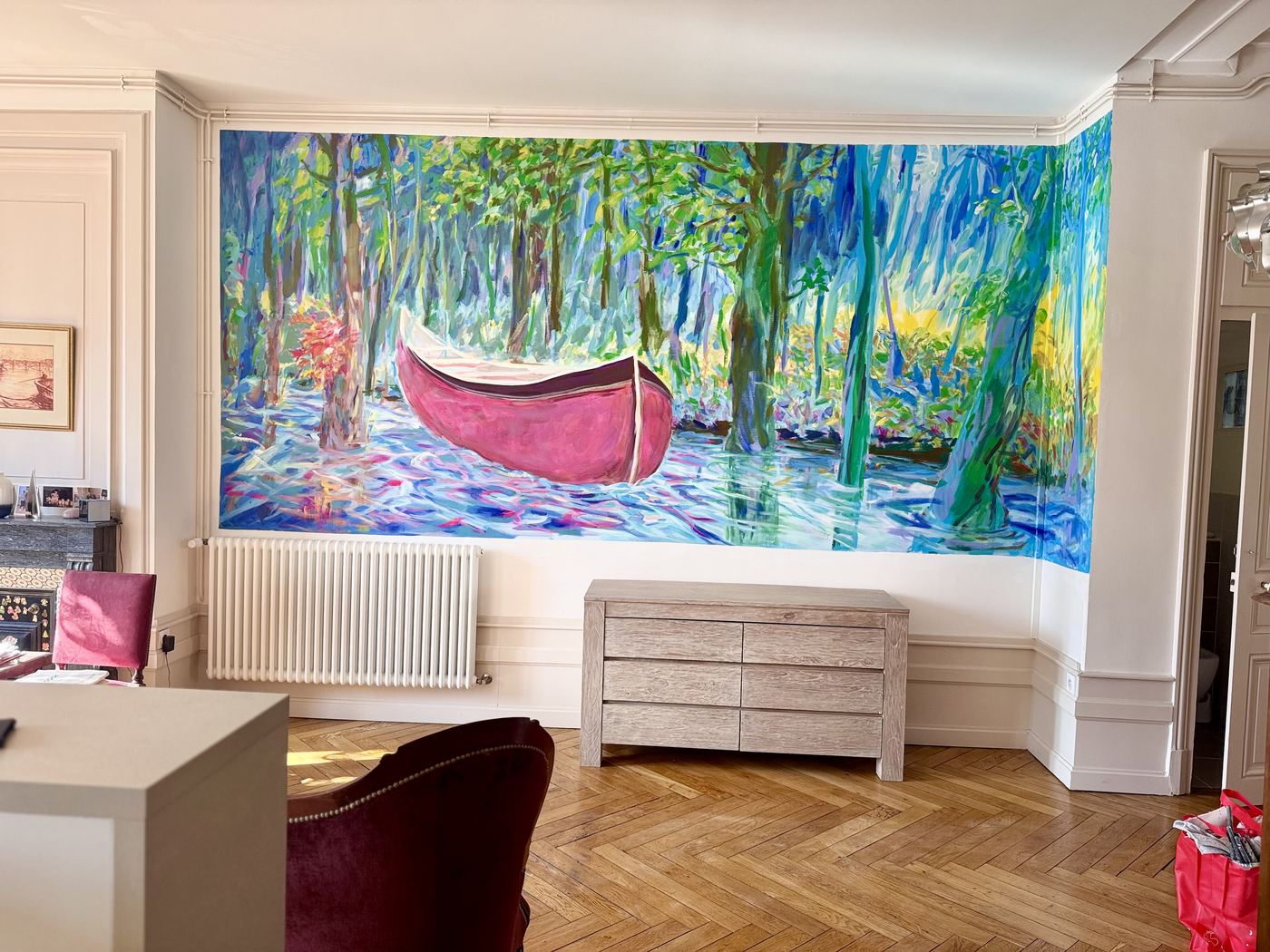 Fresque dans un appartement lyonnais réalisée par Mory