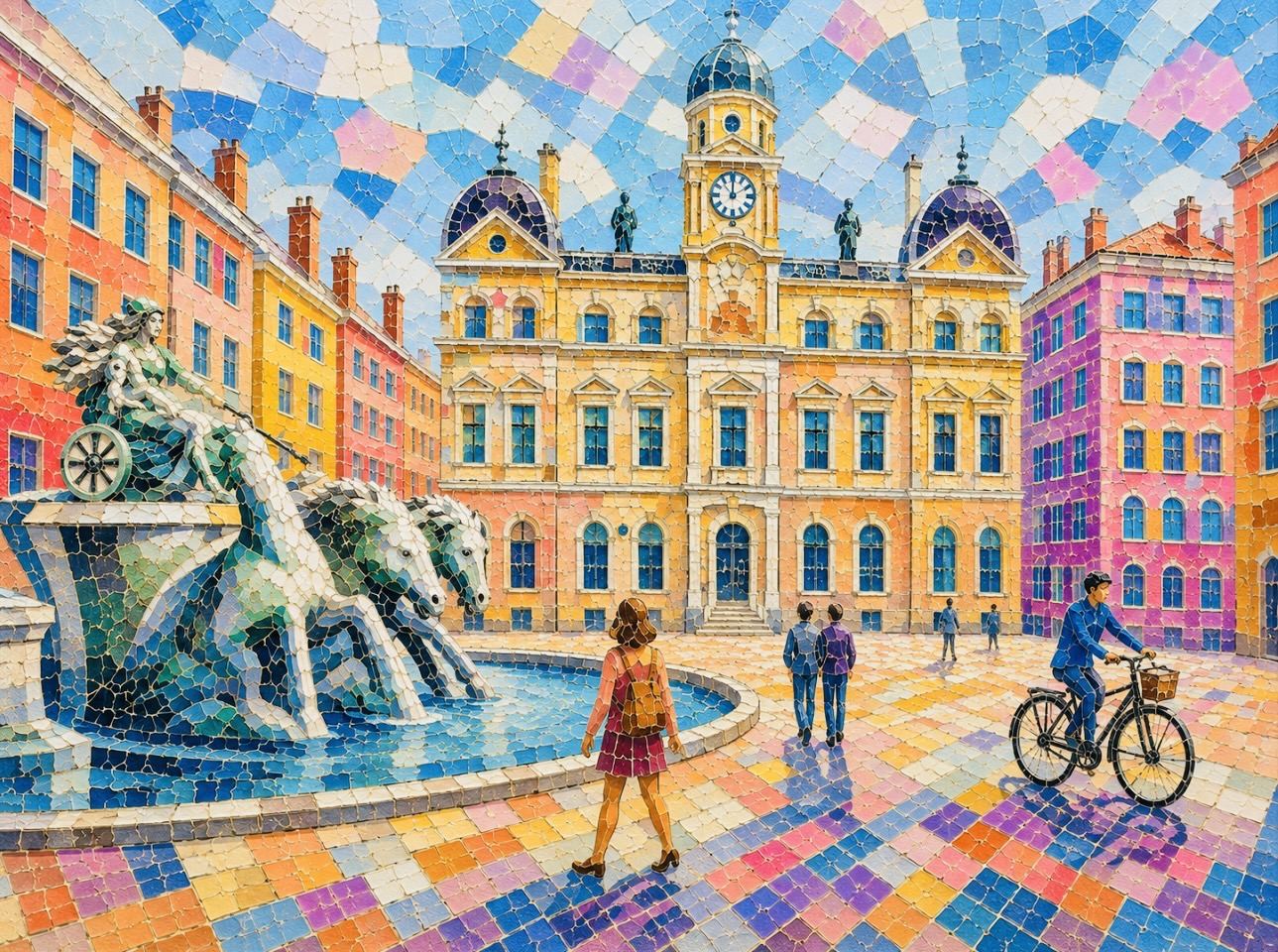 Mosaïque / fresque de groupe — Une œuvre collective à l'acrylique à Lyon