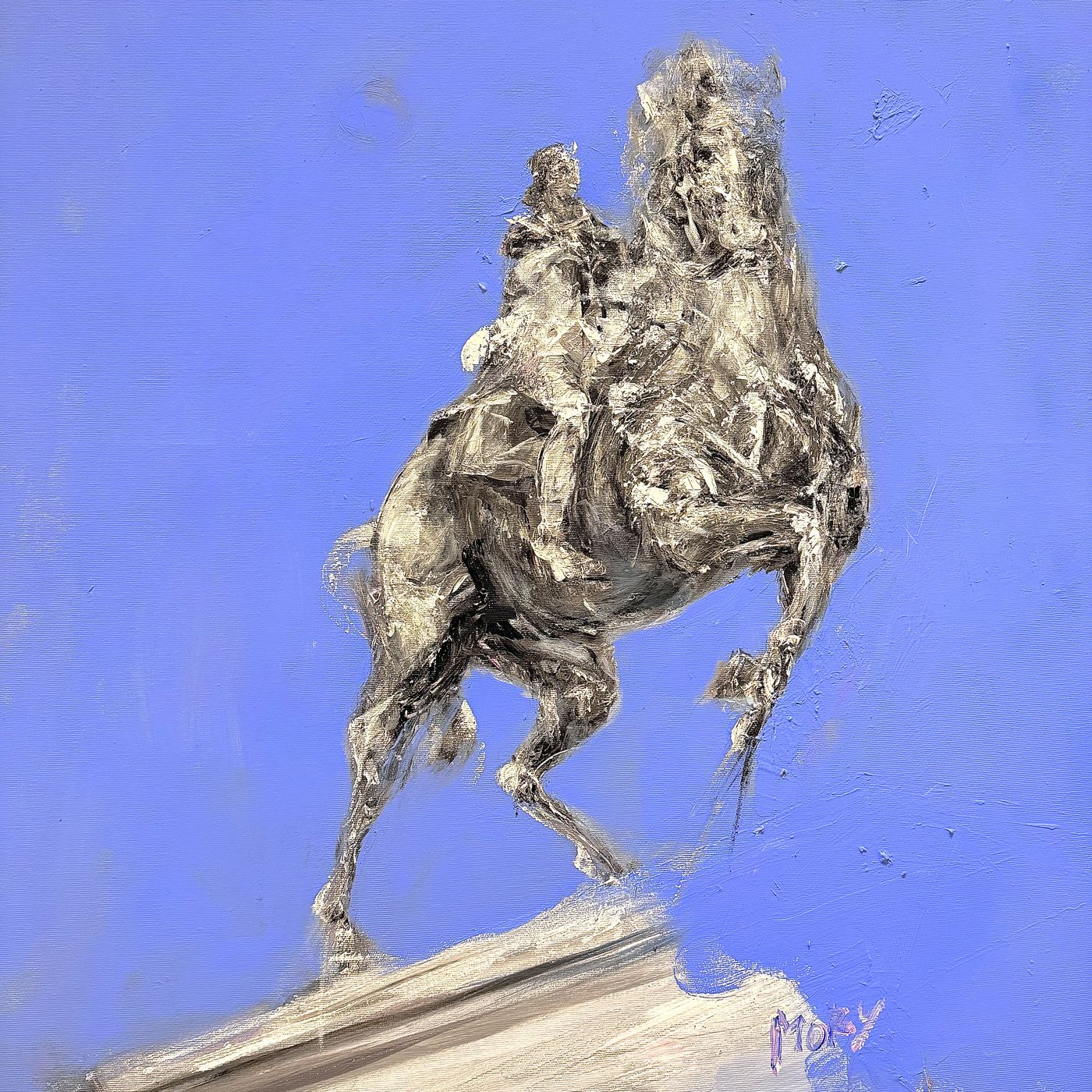 Statue équestre, œuvre de Mory à la lumière du jour